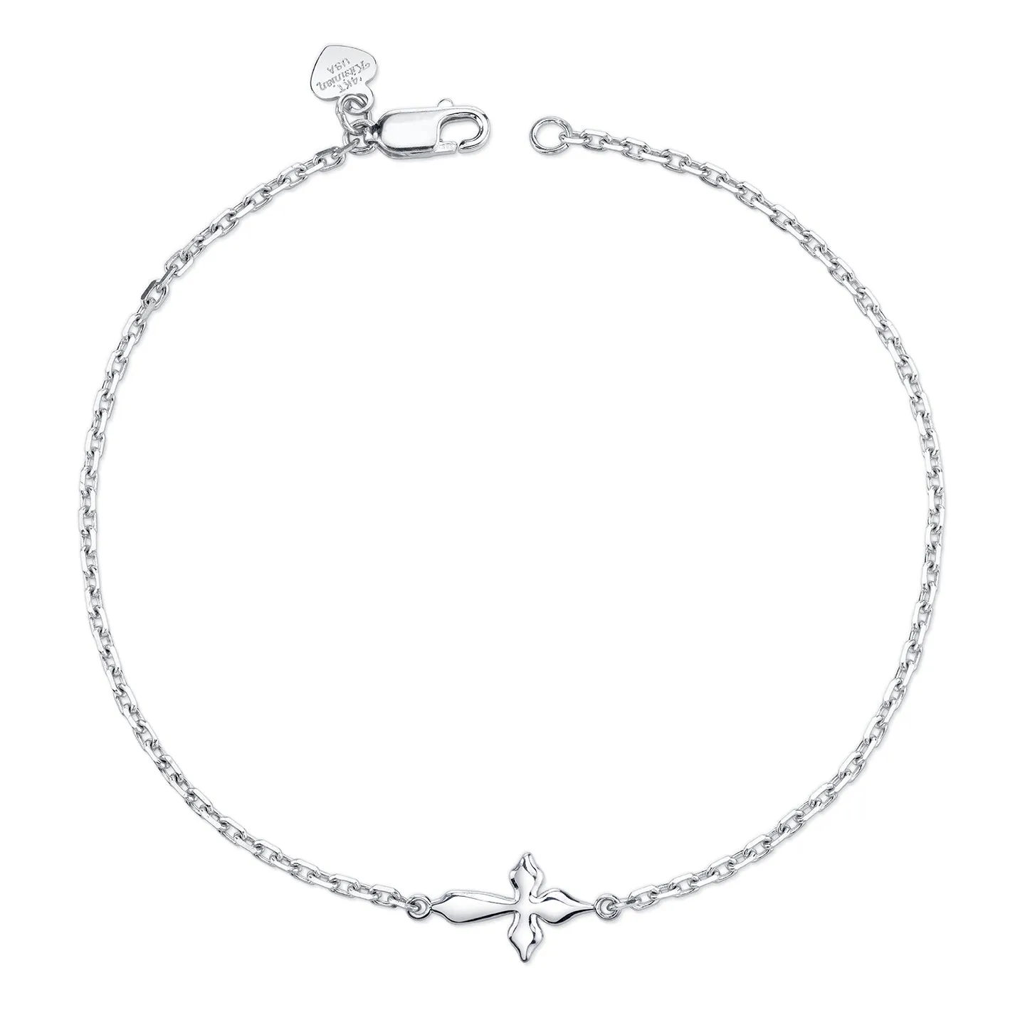 14K White Gold Kids Cross Bracelet