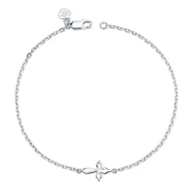 14K White Gold Kids Cross Bracelet