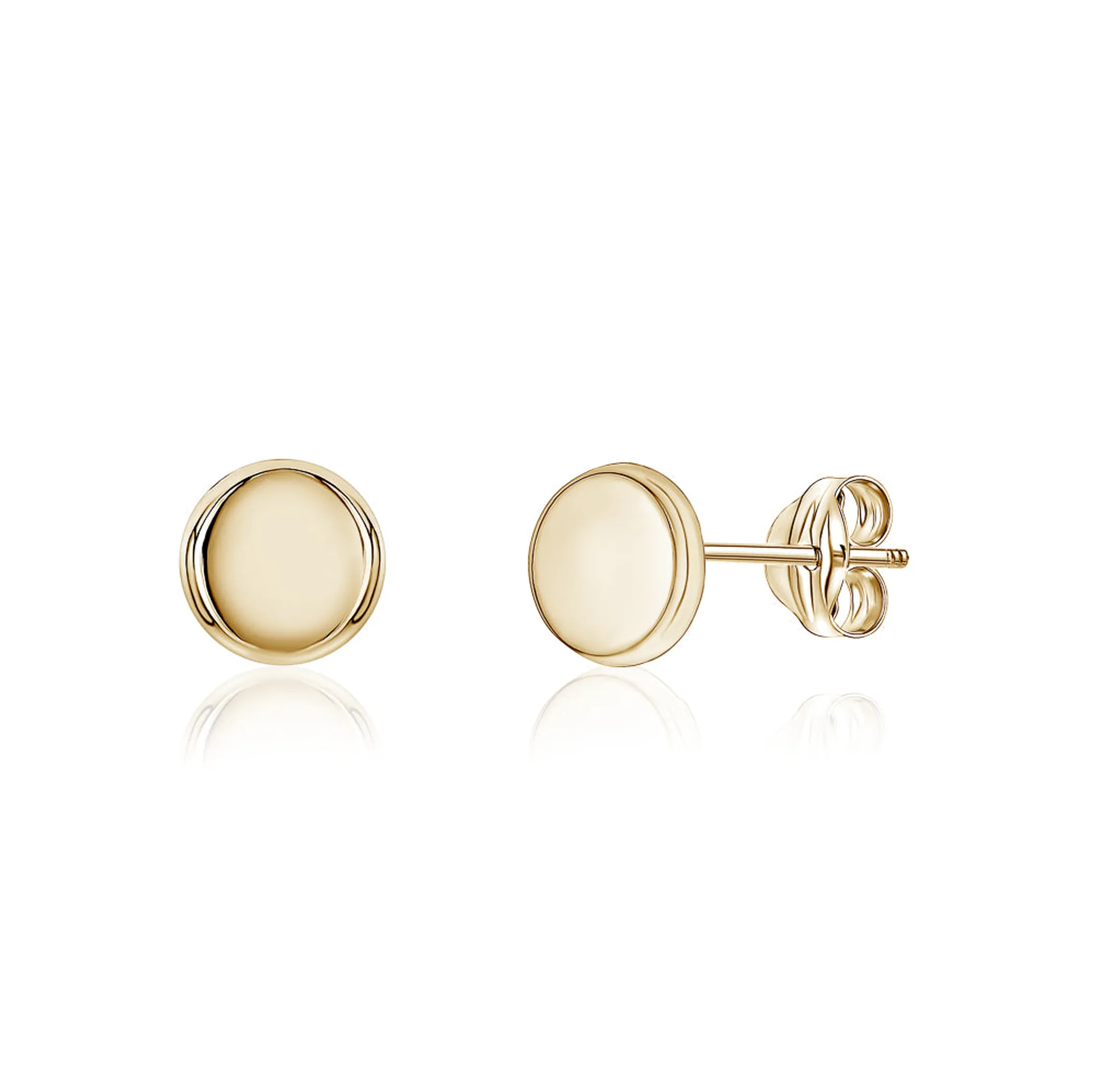 14k Yellow Gold Button Round Stud Earrings Girls Women Babies