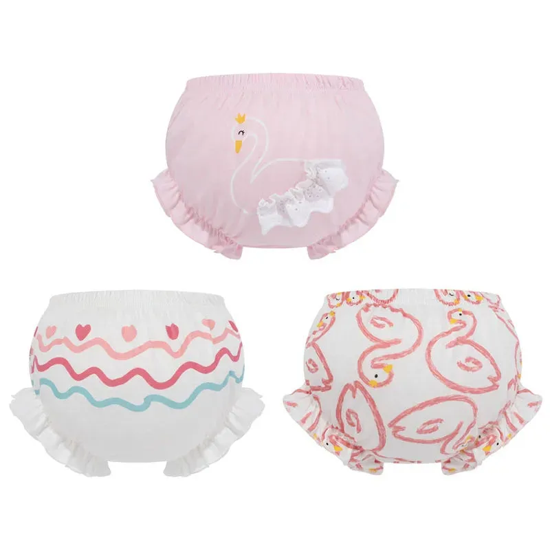 3 Piece/Lot Baby Girl 100%Cotton Panties Kids Infant Newborn Fashion Bow Underpants Wear Outside Shorts For Children Soft Briefs