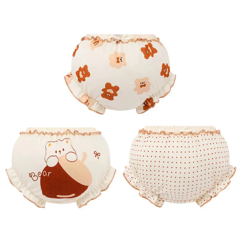 3 Piece/Lot Baby Girl 100%Cotton Panties Kids Infant Newborn Fashion Bow Underpants Wear Outside Shorts For Children Soft Briefs