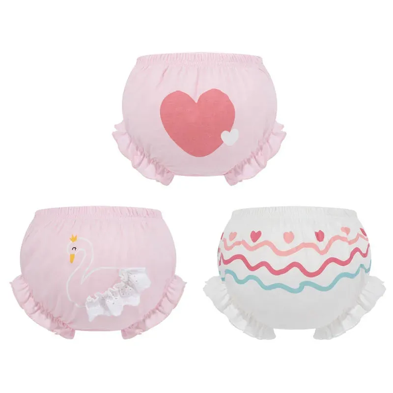 3 Piece/Lot Baby Girl 100%Cotton Panties Kids Infant Newborn Fashion Bow Underpants Wear Outside Shorts For Children Soft Briefs