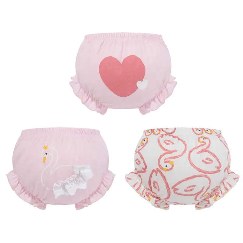 3 Piece/Lot Baby Girl 100%Cotton Panties Kids Infant Newborn Fashion Bow Underpants Wear Outside Shorts For Children Soft Briefs