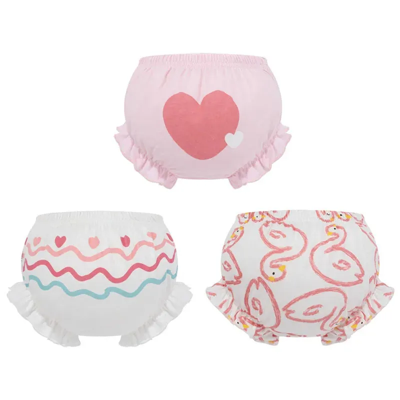 3 Piece/Lot Baby Girl 100%Cotton Panties Kids Infant Newborn Fashion Bow Underpants Wear Outside Shorts For Children Soft Briefs