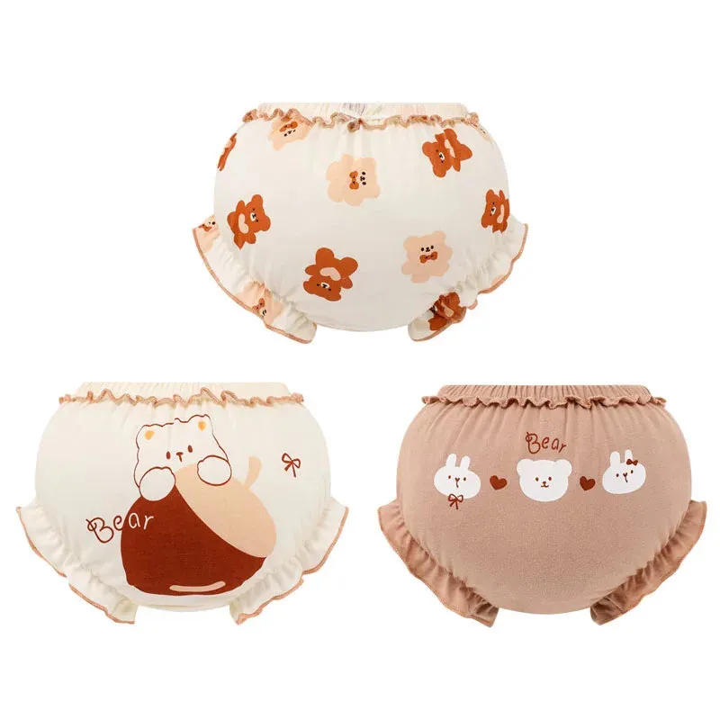 3 Piece/Lot Baby Girl 100%Cotton Panties Kids Infant Newborn Fashion Bow Underpants Wear Outside Shorts For Children Soft Briefs