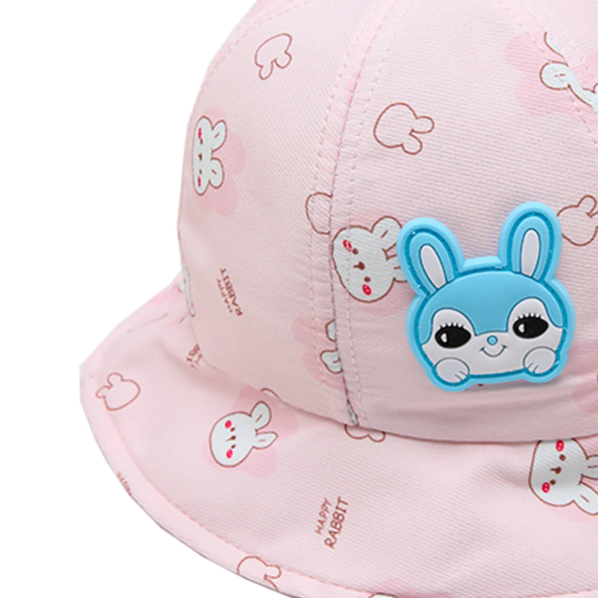 Babymoon Cotton Baby Kids Boys Girls Summer Cap With Head String Rabbit Design | 2-6 Years | Pink