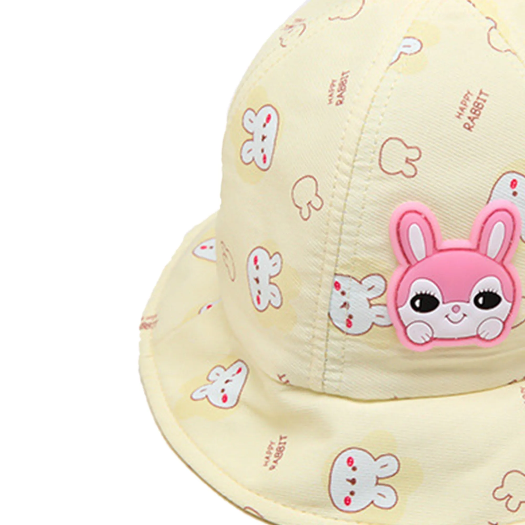 Babymoon Cotton Baby Kids Boys Girls Summer Cap With Head String Rabbit Design | 2-6 Years | Yellow