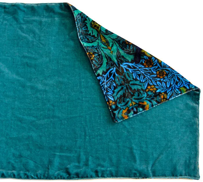 Beetle Belle, silk velvet scarf. PEACOCK TEAL back.