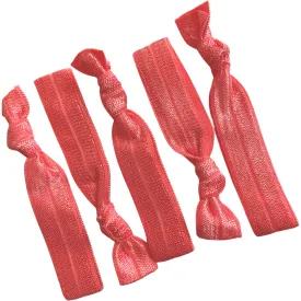 Coral Ribbon Hair Ties - 5 Pack