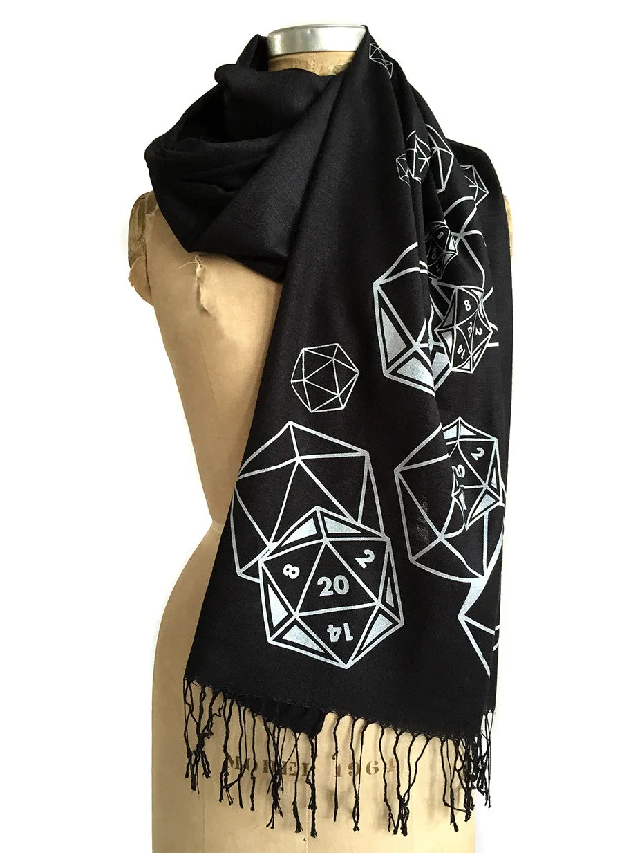 d20 Scarf. Rpg Dice bamboo pashmina