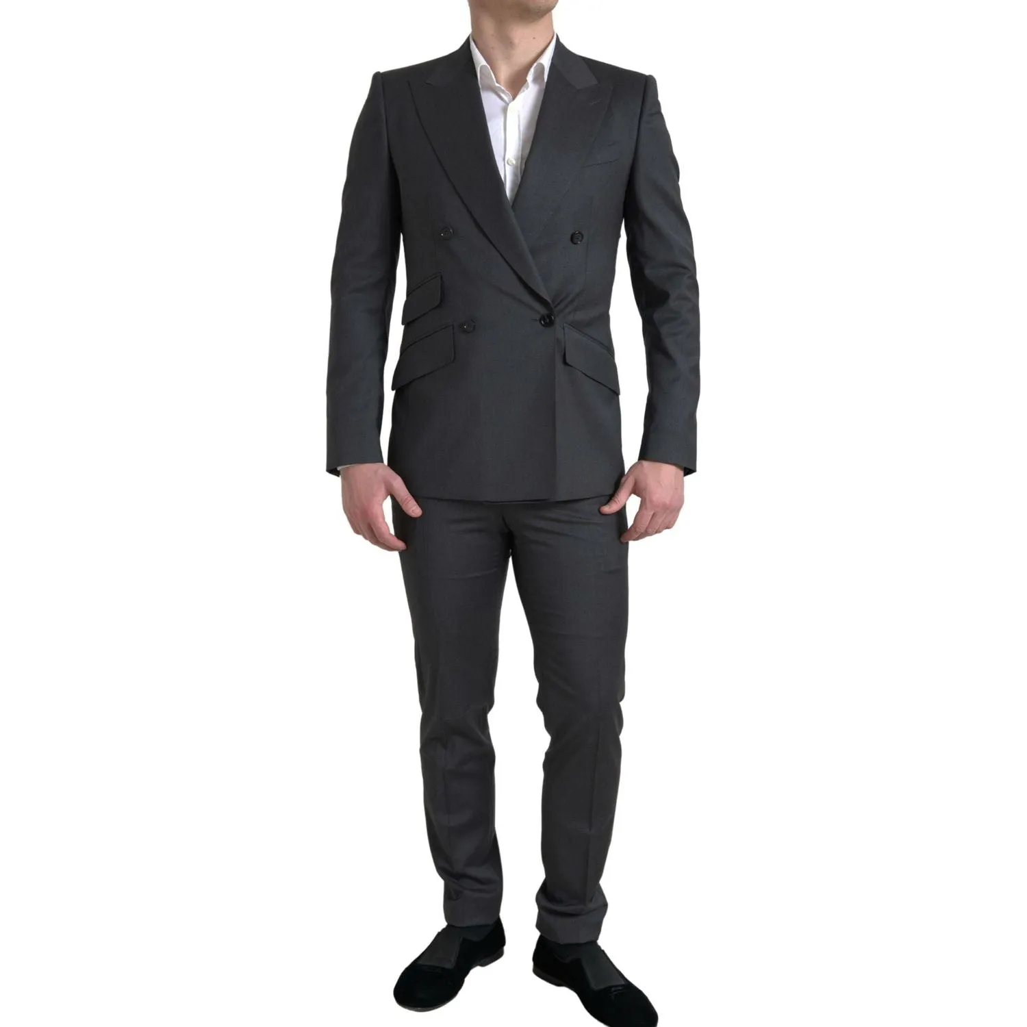 Dolce & Gabbana Sleek Grey Slim Fit Double Breasted Suit