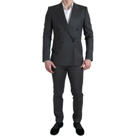 Dolce & Gabbana Sleek Grey Slim Fit Double Breasted Suit