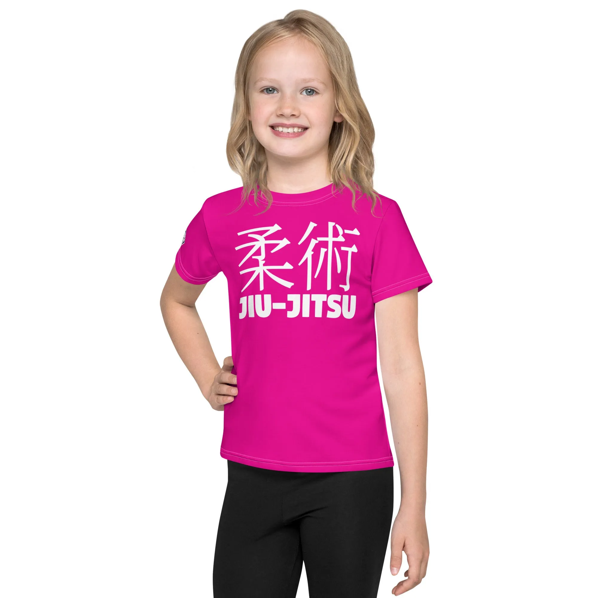 Dynamic Comfort: Girl's Short Sleeve Classic Jiu-Jitsu Rash Guard - Hollywood Cerise