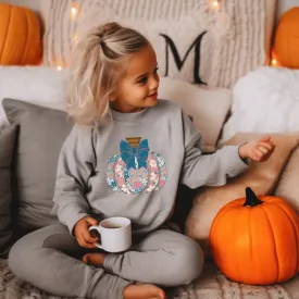 Floral Fall Pumpkin Crewneck for Girls