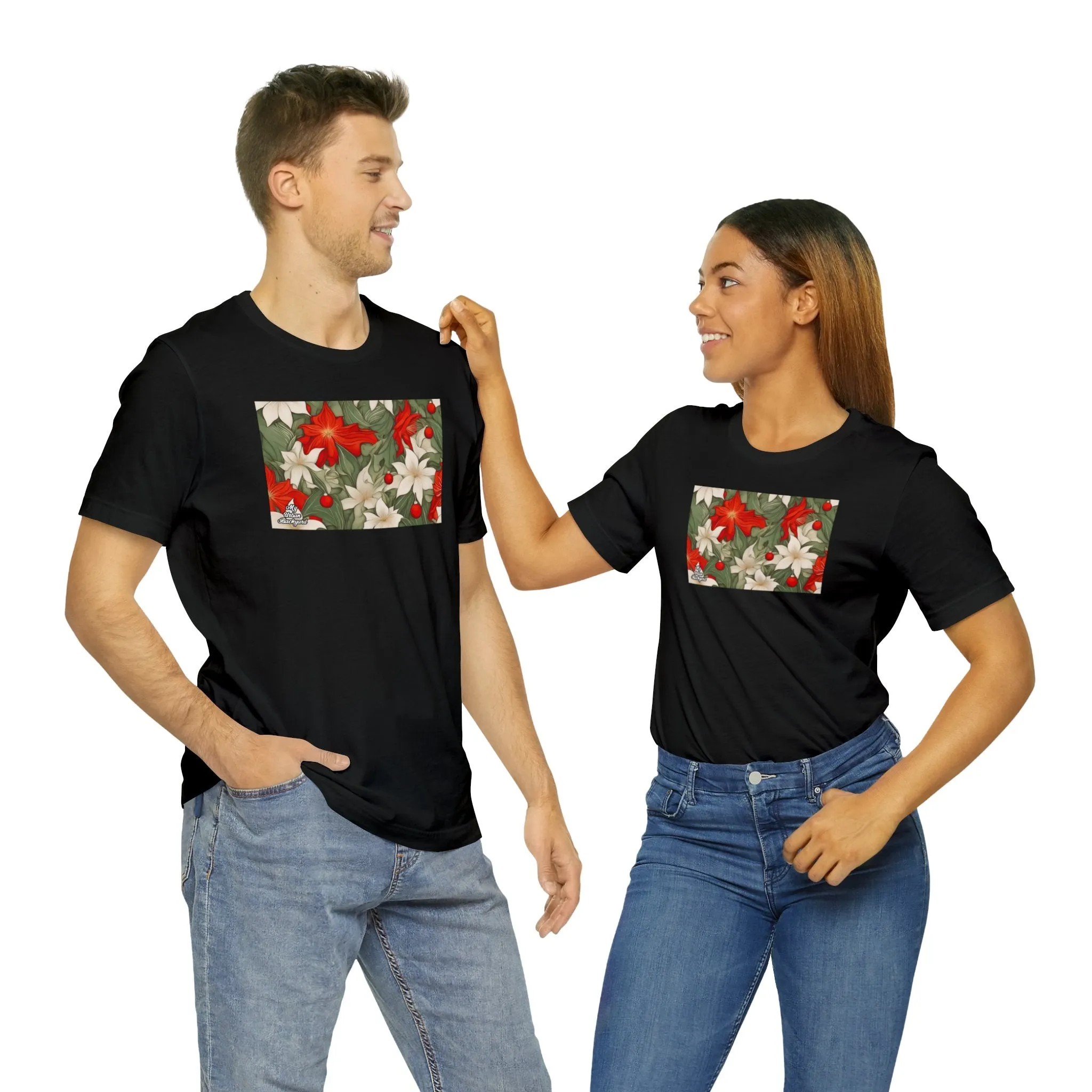 Holiday Flowers, Soft 100% Jersey Cotton T-Shirt, Unisex, Short Sleeve, Retail Fit