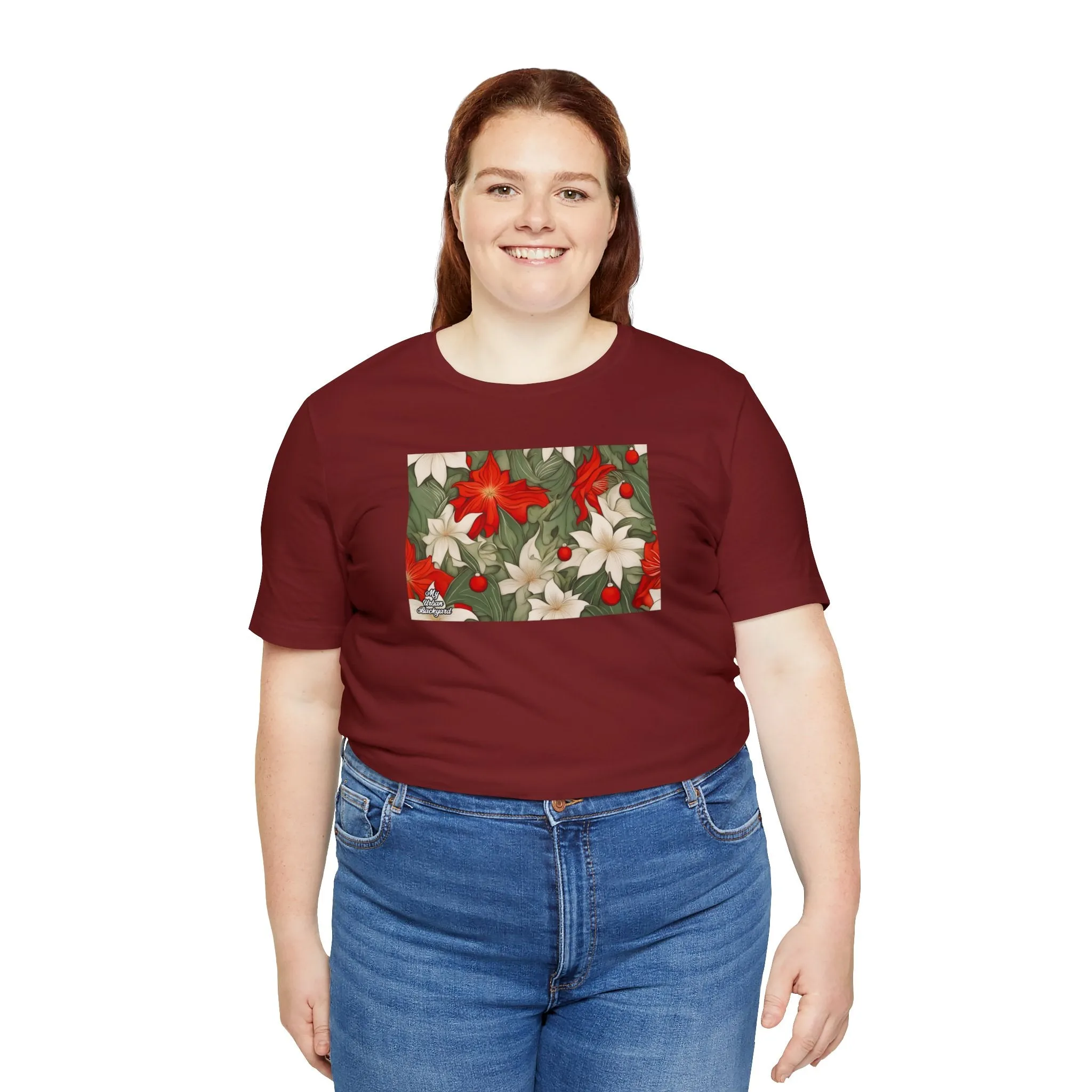 Holiday Flowers, Soft 100% Jersey Cotton T-Shirt, Unisex, Short Sleeve, Retail Fit