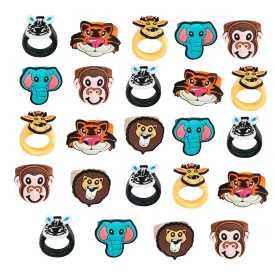 Kicko Zoo Animal Rubber Ring - Pack of 24 1 Inch Party Favor Rings for Children Fashion