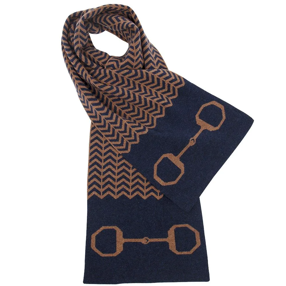 Lambswool Snaffle Bit Scarf - Navy