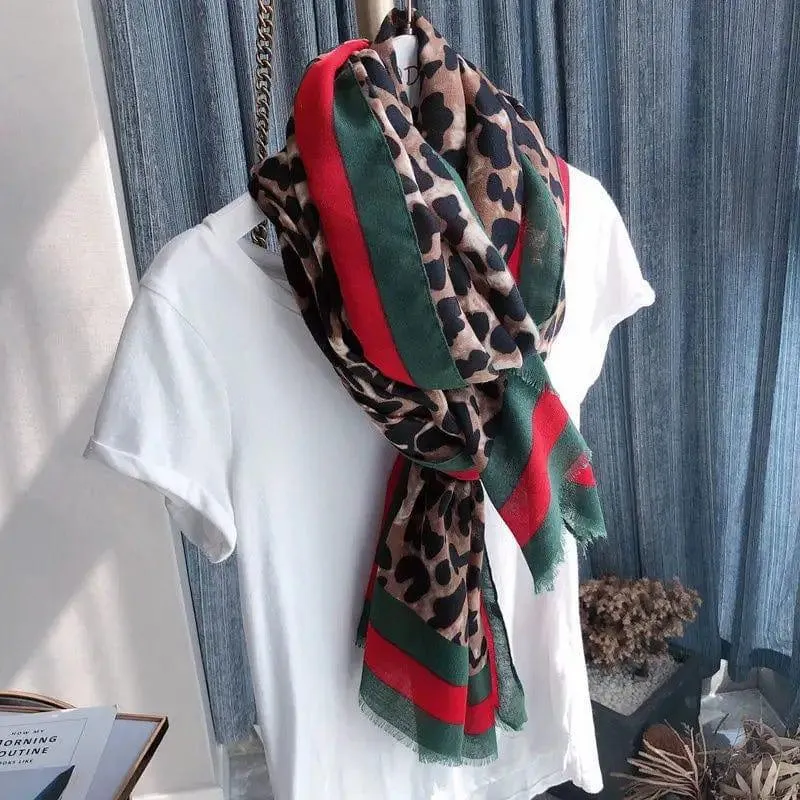 Leopard Scarf Spring And Autumn Korean Version Of Female Everything Thin Cotton Feel