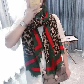 Leopard Scarf Spring And Autumn Korean Version Of Female Everything Thin Cotton Feel