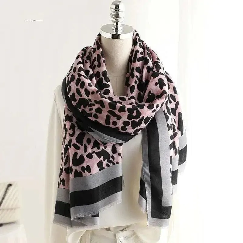 Leopard Scarf Spring And Autumn Korean Version Of Female Everything Thin Cotton Feel