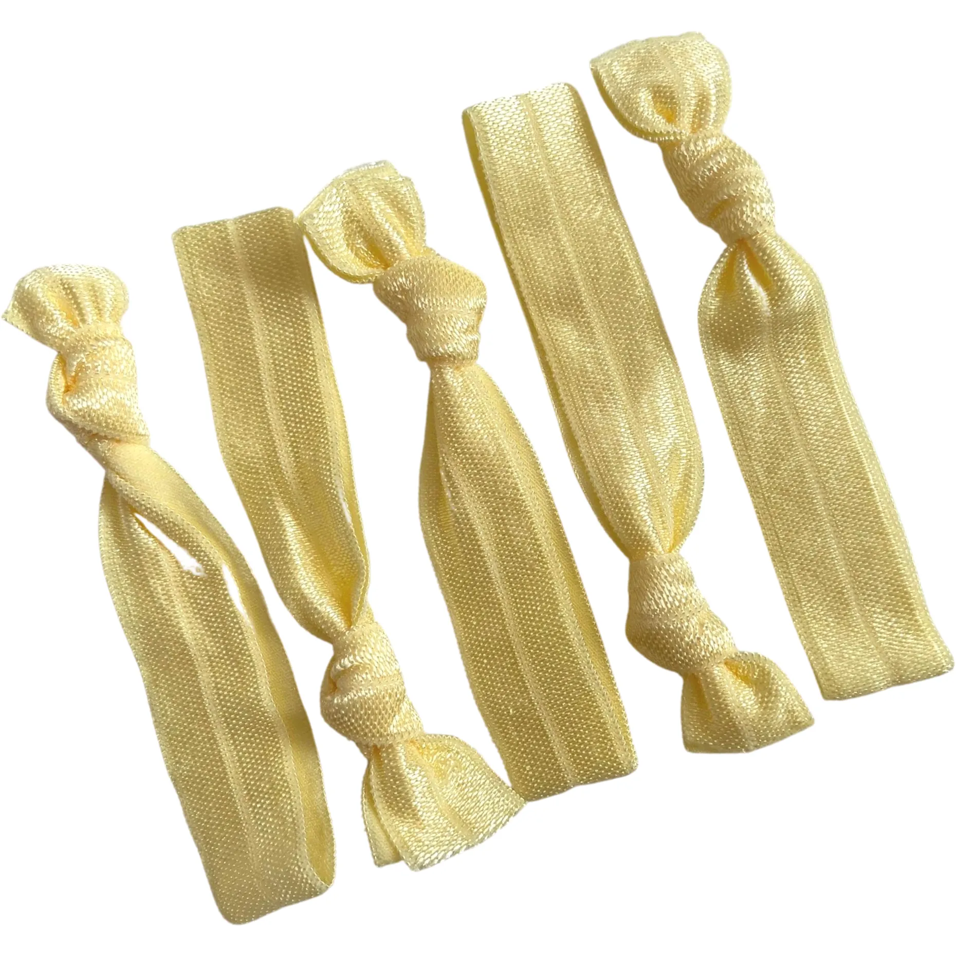 Light Yellow Ribbon Hair Ties - 5 Pack