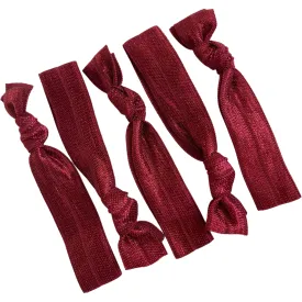 Maroon Ribbon Hair Ties - 5 Pack