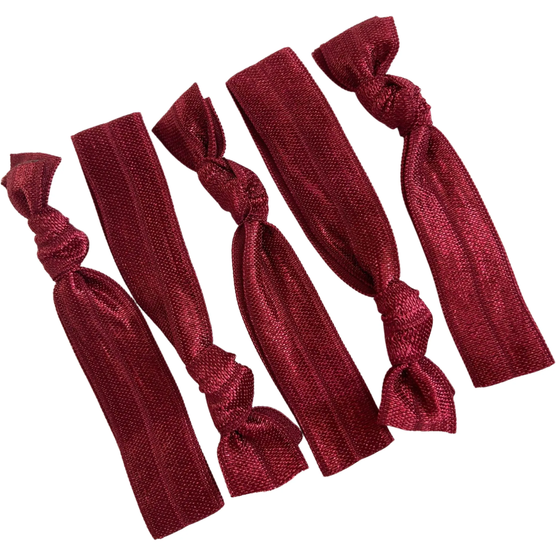 Maroon Ribbon Hair Ties - 5 Pack