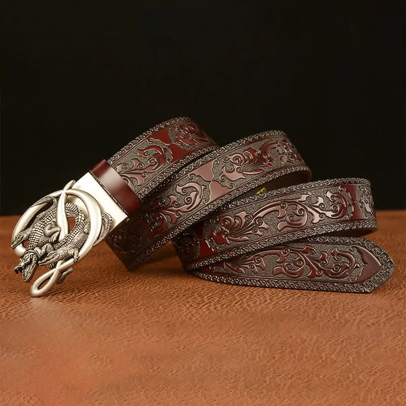 Men's Crocodile Buckle Embossing Leather Belt