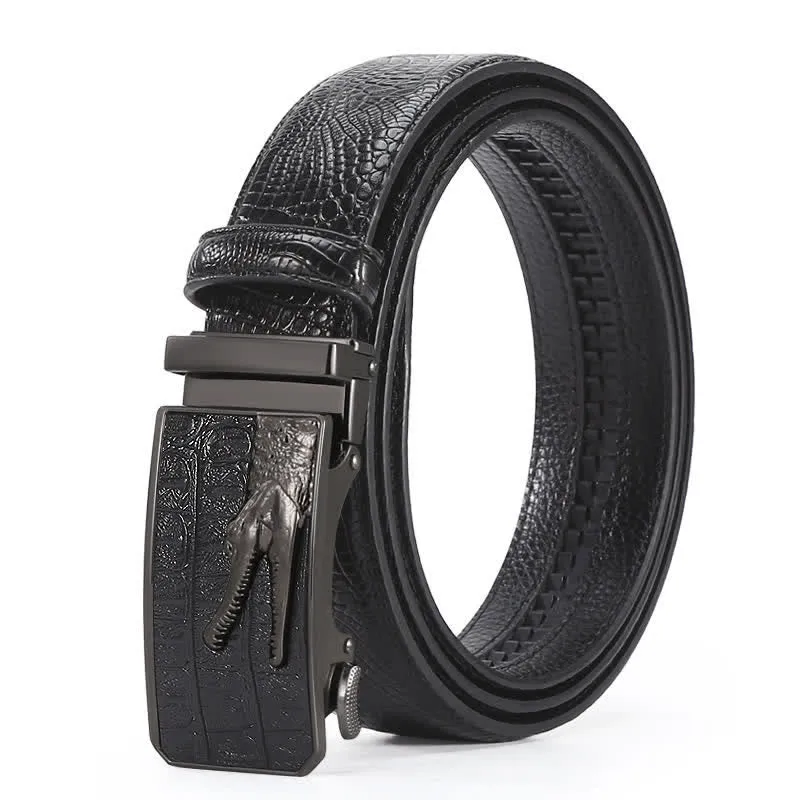 Men's Crocodile Pattern Automatic Buckle Leather Belt