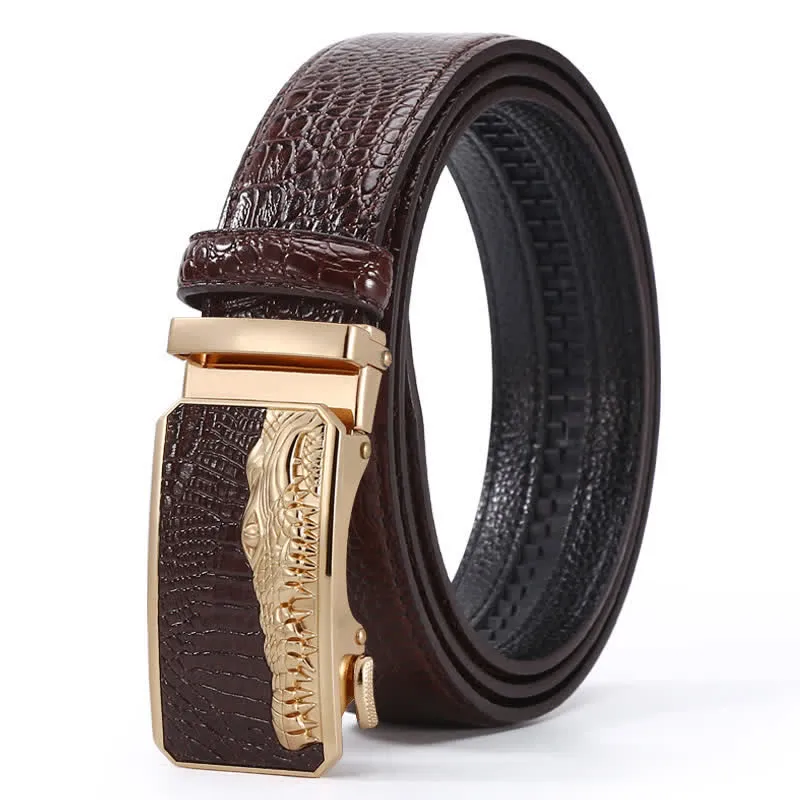 Men's Crocodile Pattern Automatic Buckle Leather Belt