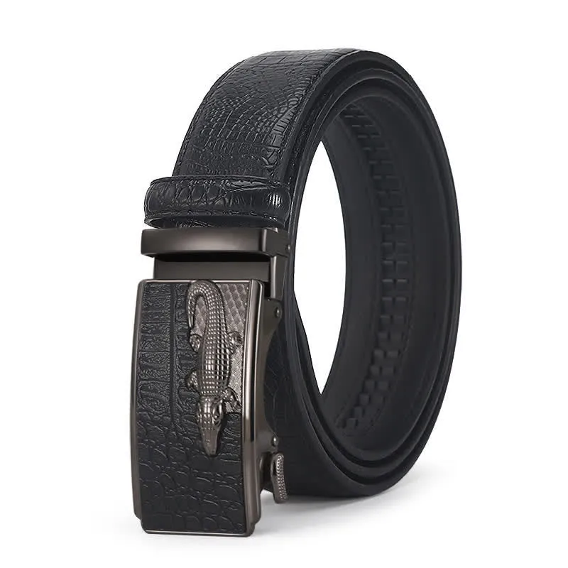 Men's Crocodile Pattern Automatic Buckle Leather Belt