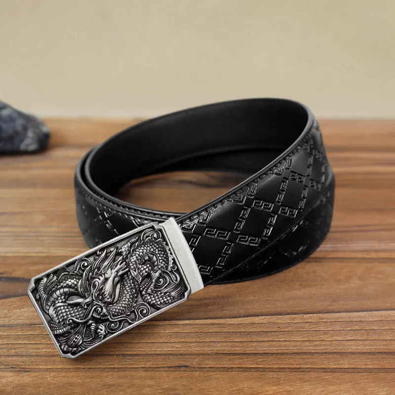 Men's DIY Coiling Dragon Automatic Buckle Leather Belt