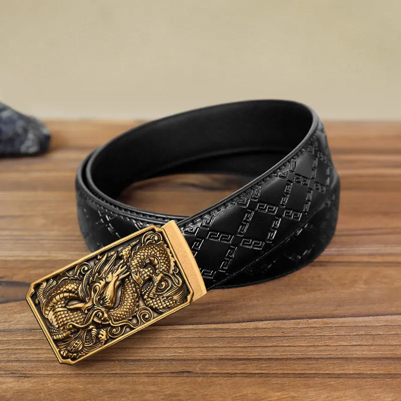 Men's DIY Coiling Dragon Automatic Buckle Leather Belt