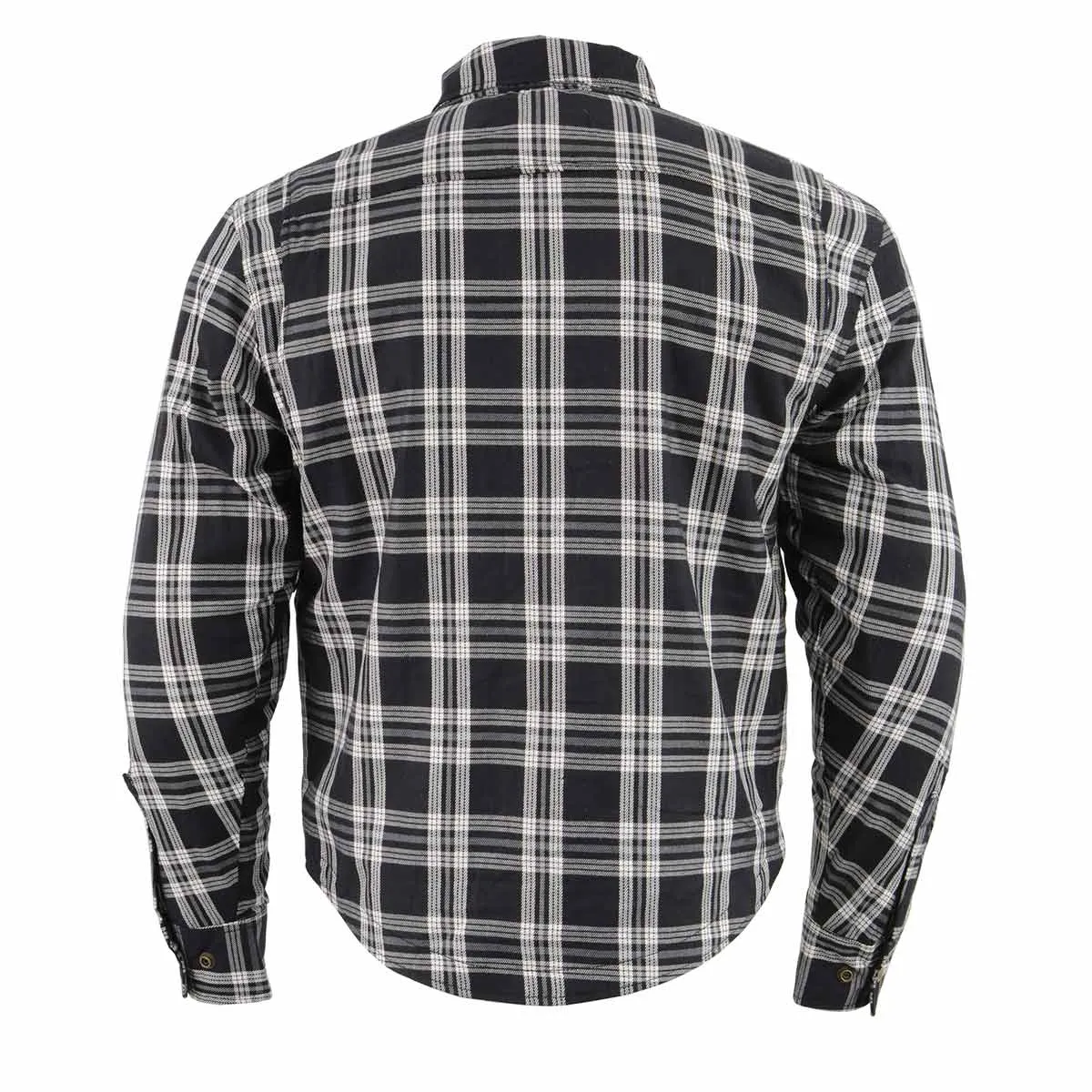 Milwaukee Leather MPM1646 Men's Plaid Flannel Biker Shirt with CE Approved Armor - Reinforced w/ Aramid Fiber