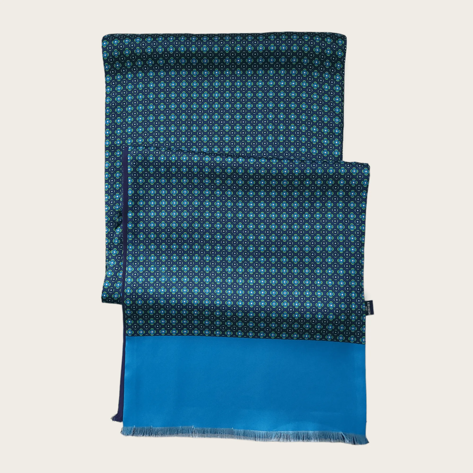 Navy Blue Green Light Blue Dot Luxury Scarf