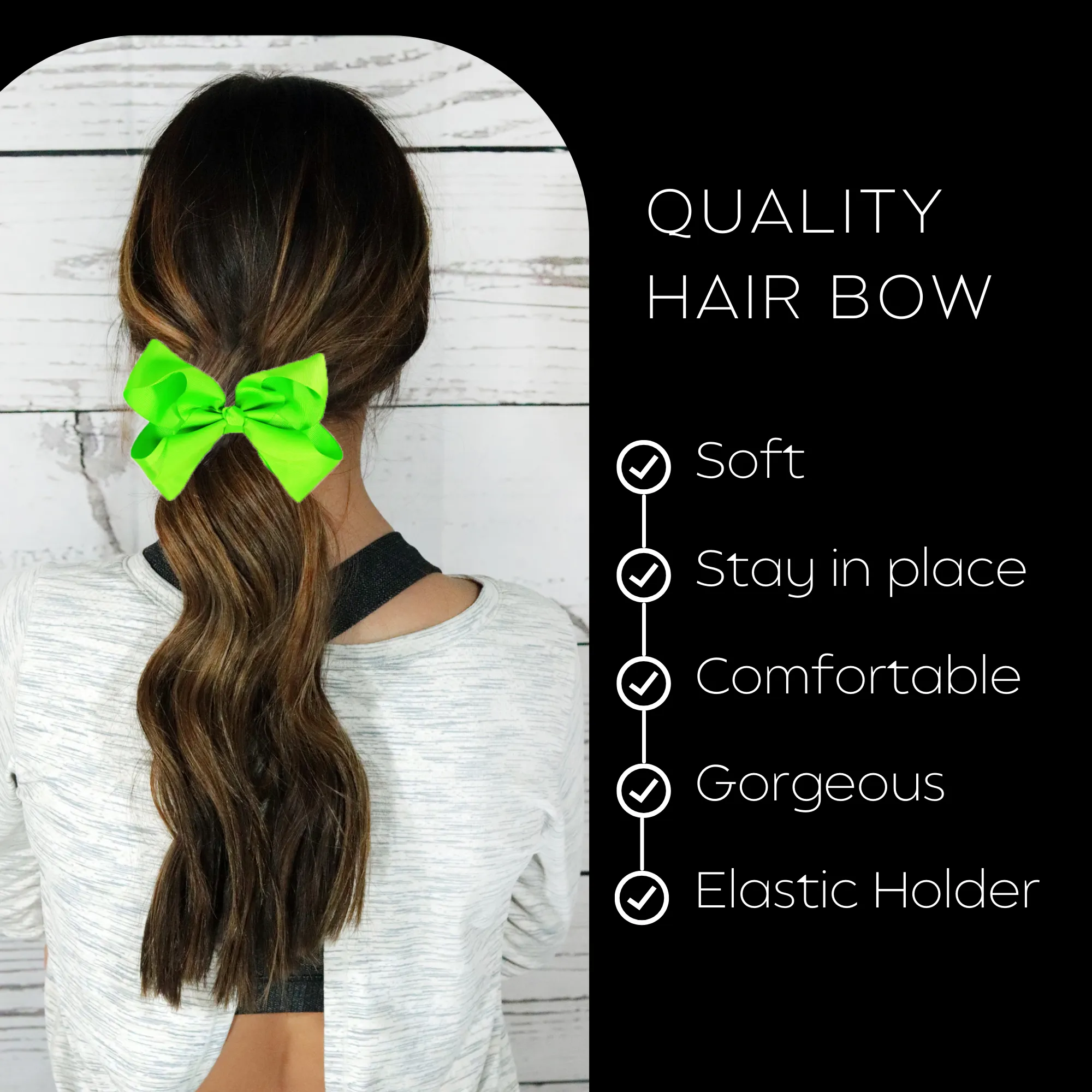 Neon Green Classic Hair Bow