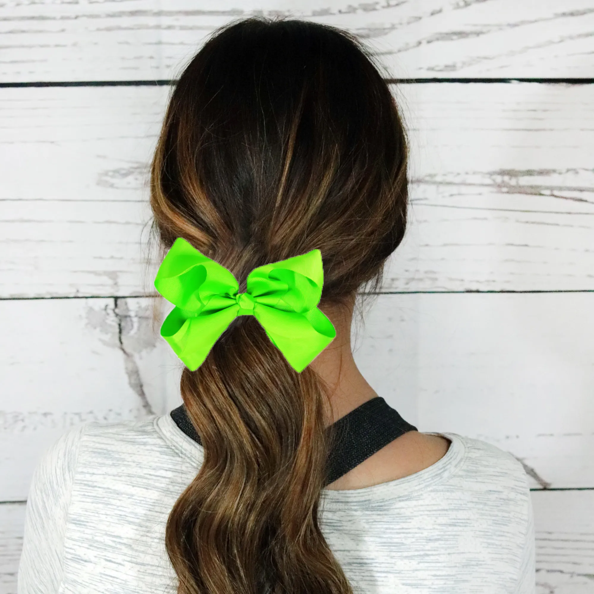 Neon Green Classic Hair Bow