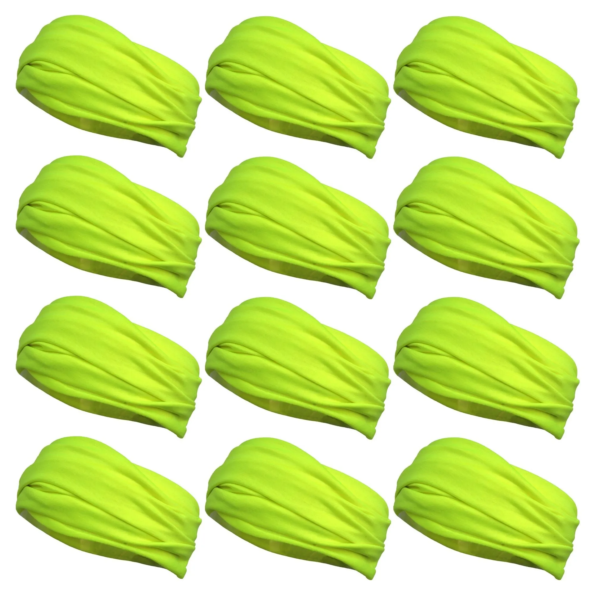 Neon Yellow Neck Gaiter Headbands - 12 Pack