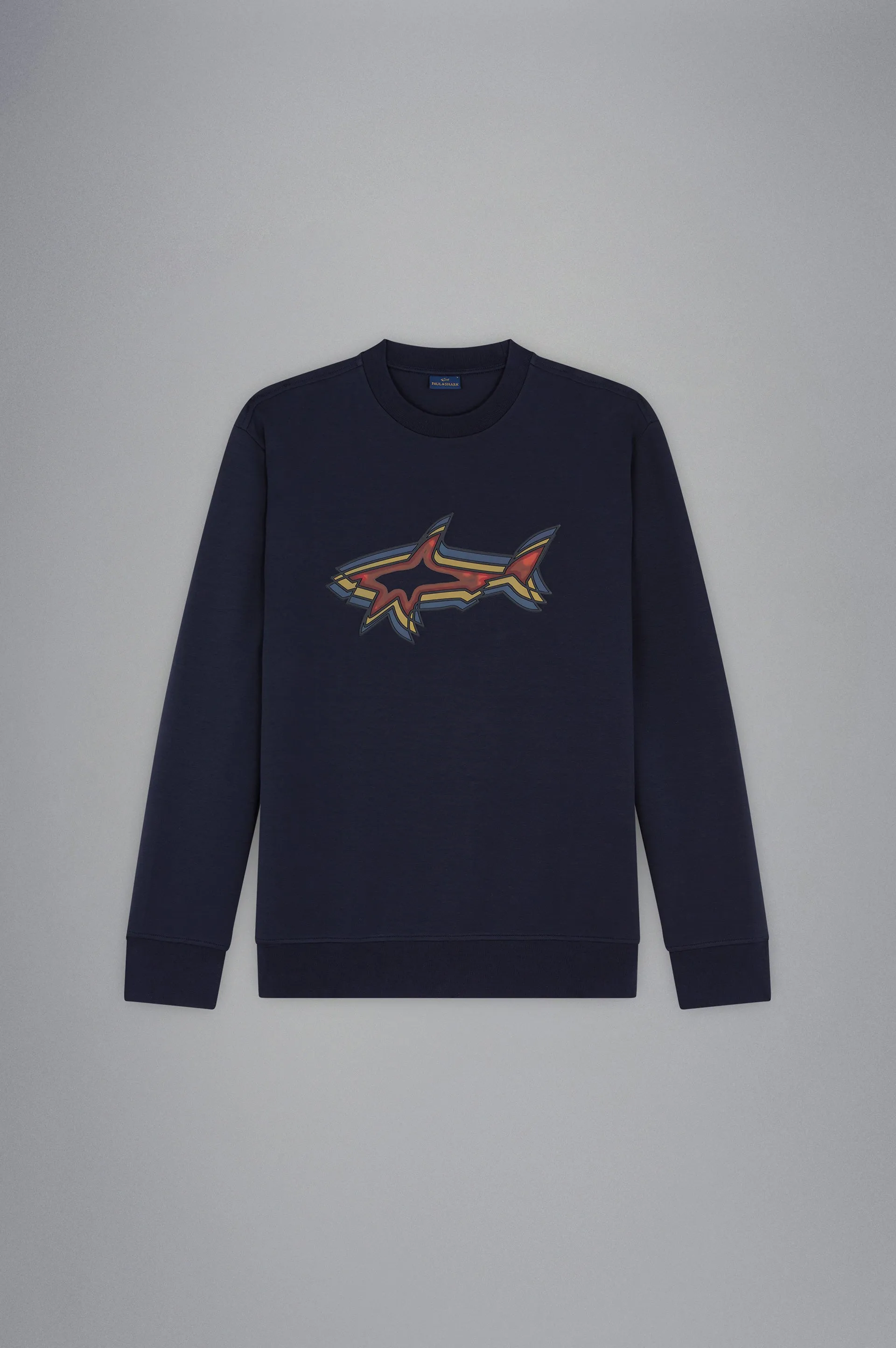 Paul & Shark Cotton Swearshirt with Printed Shark | Navy