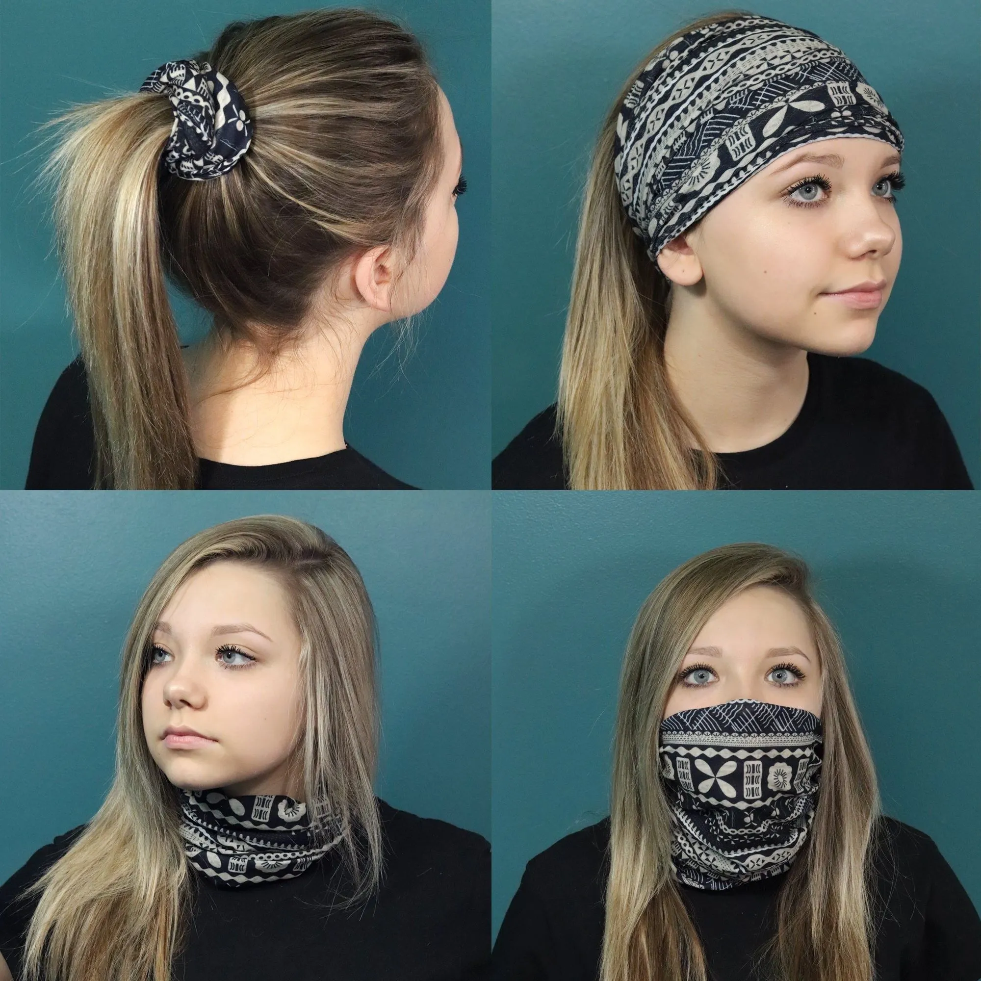 Teal Neck Gaiter Headbands - 12 Pack