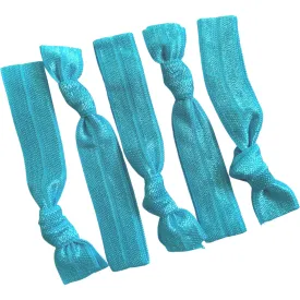 Teal Ribbon Hair Ties - 5 Pack