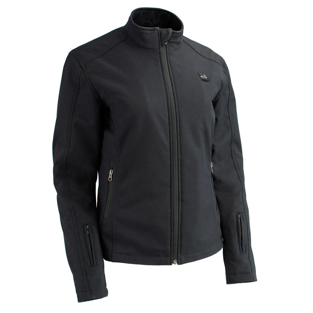 The Bikers Zone BZL1860 Women's Premium Black Heated Soft Shell Heated Jacket with 12V Battery