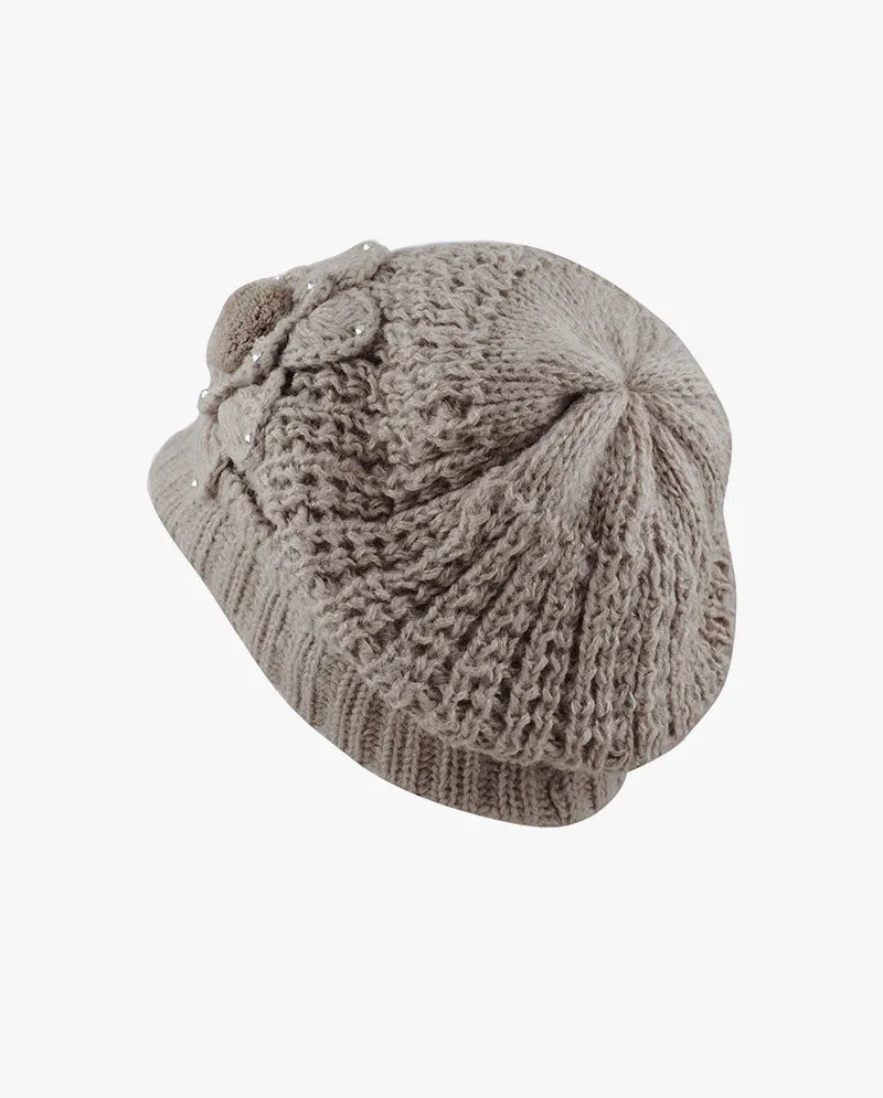 The Hat Depot - Chunky Long Knit Visor Beanie