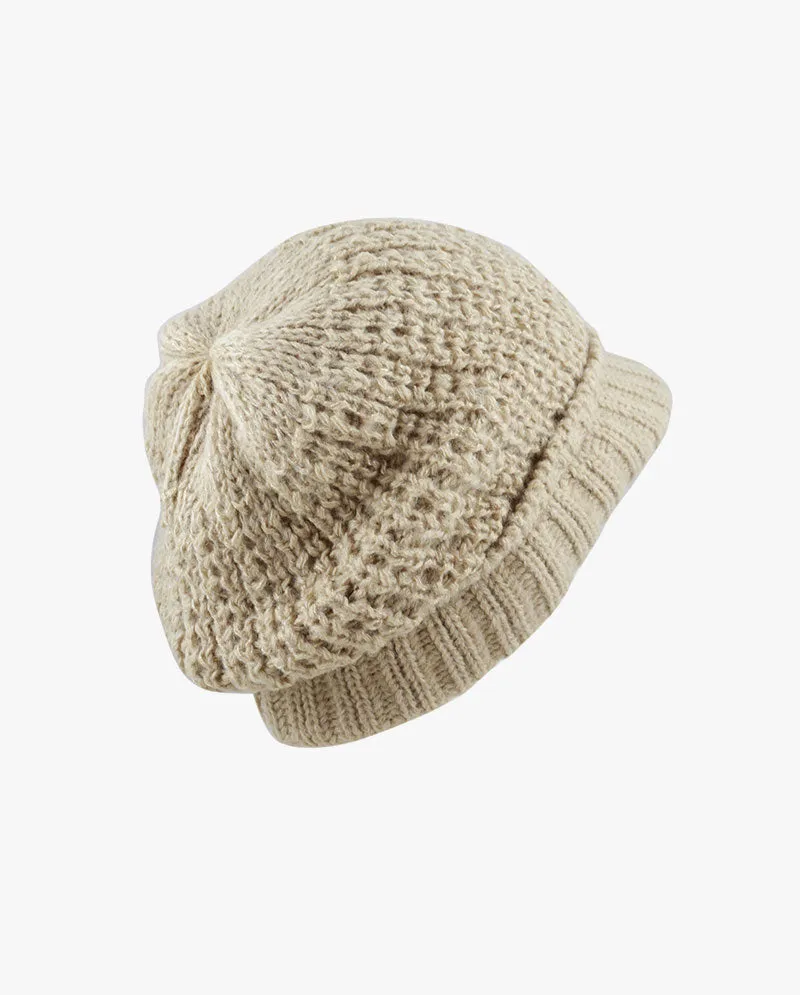 The Hat Depot - Chunky Long Knit Visor Beanie