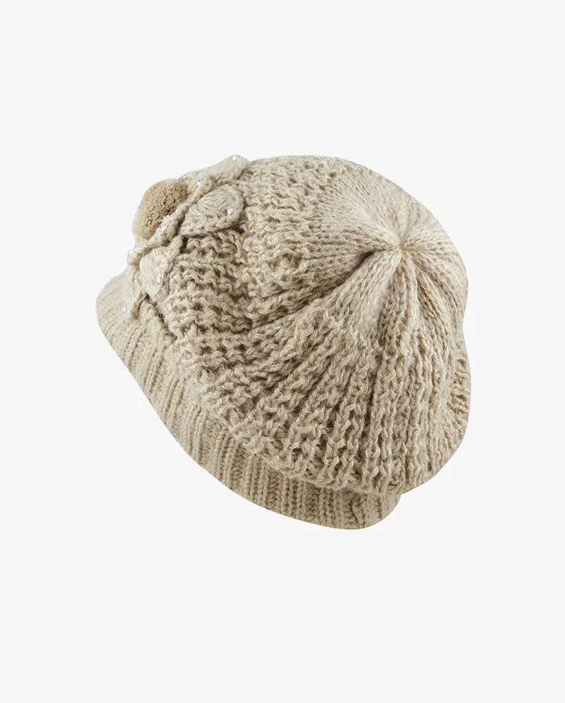 The Hat Depot - Chunky Long Knit Visor Beanie