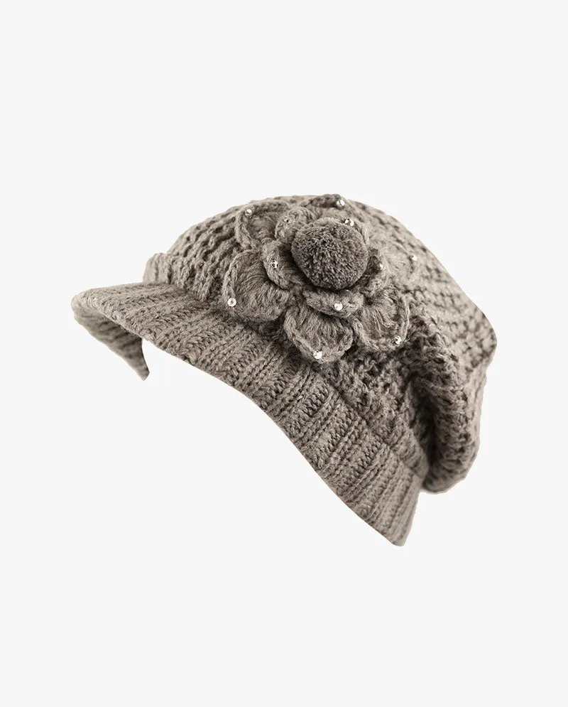 The Hat Depot - Chunky Long Knit Visor Beanie