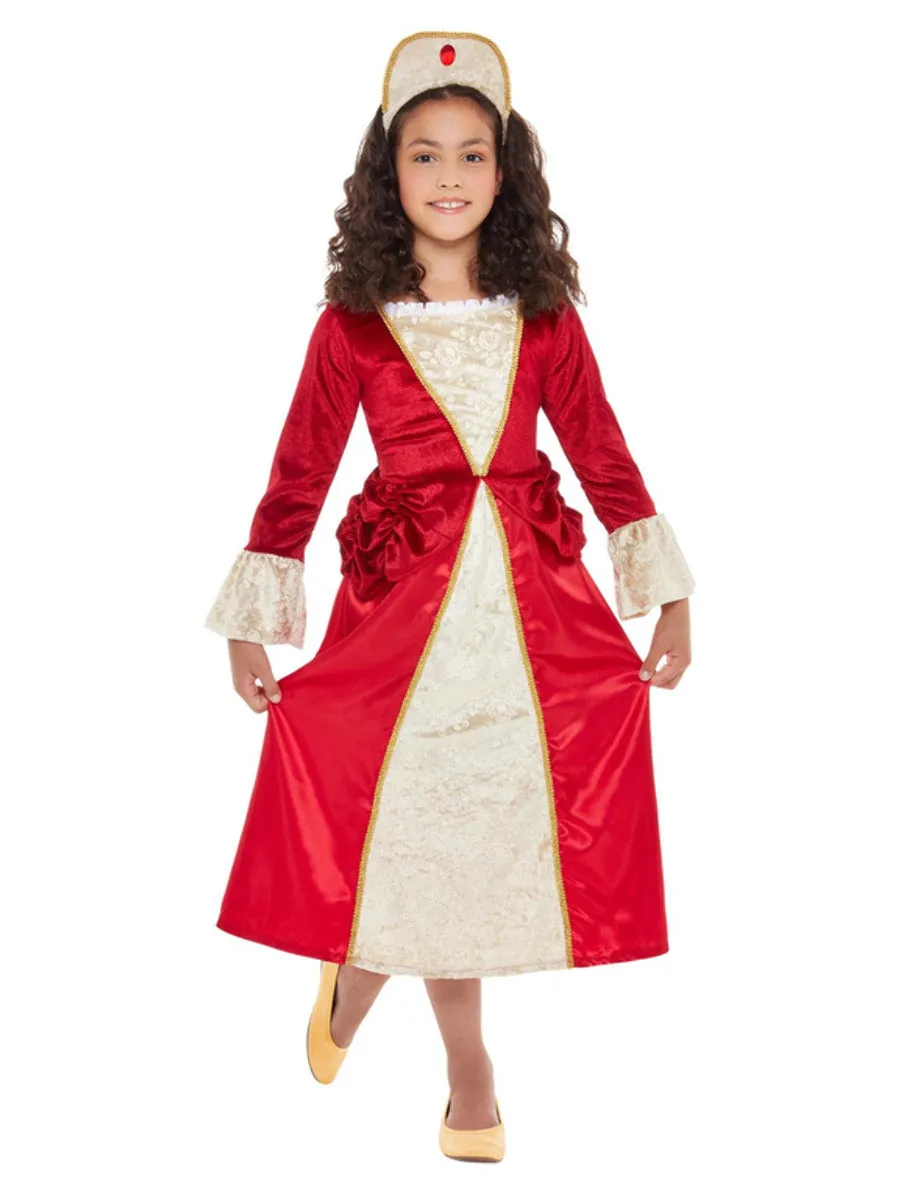 Tudor Princess Girl Costume Red and Gold