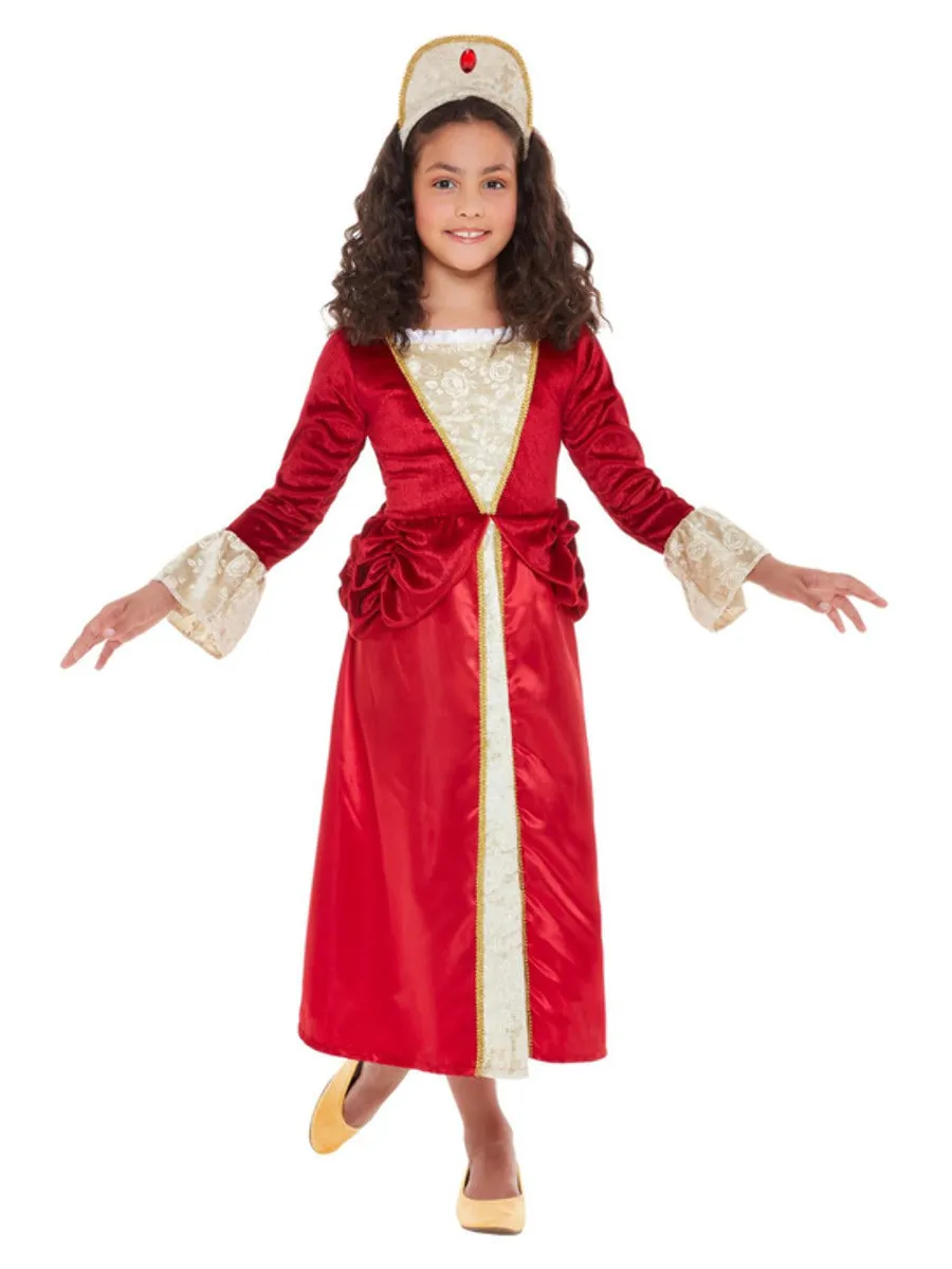 Tudor Princess Girl Costume Red and Gold