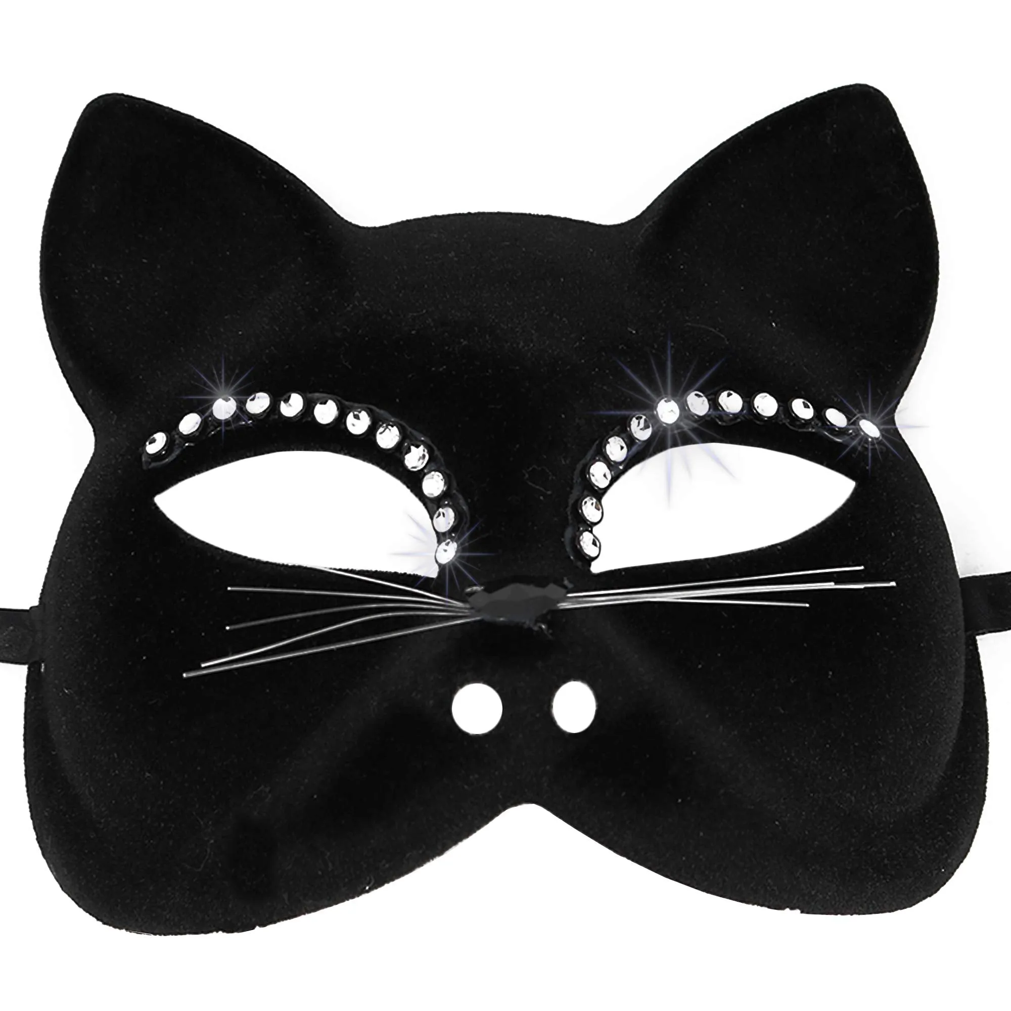 Venetian Black Cat Mask - Masquerade Costume Half Face Eye Mask for Kids and Adults